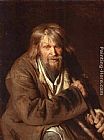 Peasant Canvas Paintings - Portrait of an Old Peasant (study)